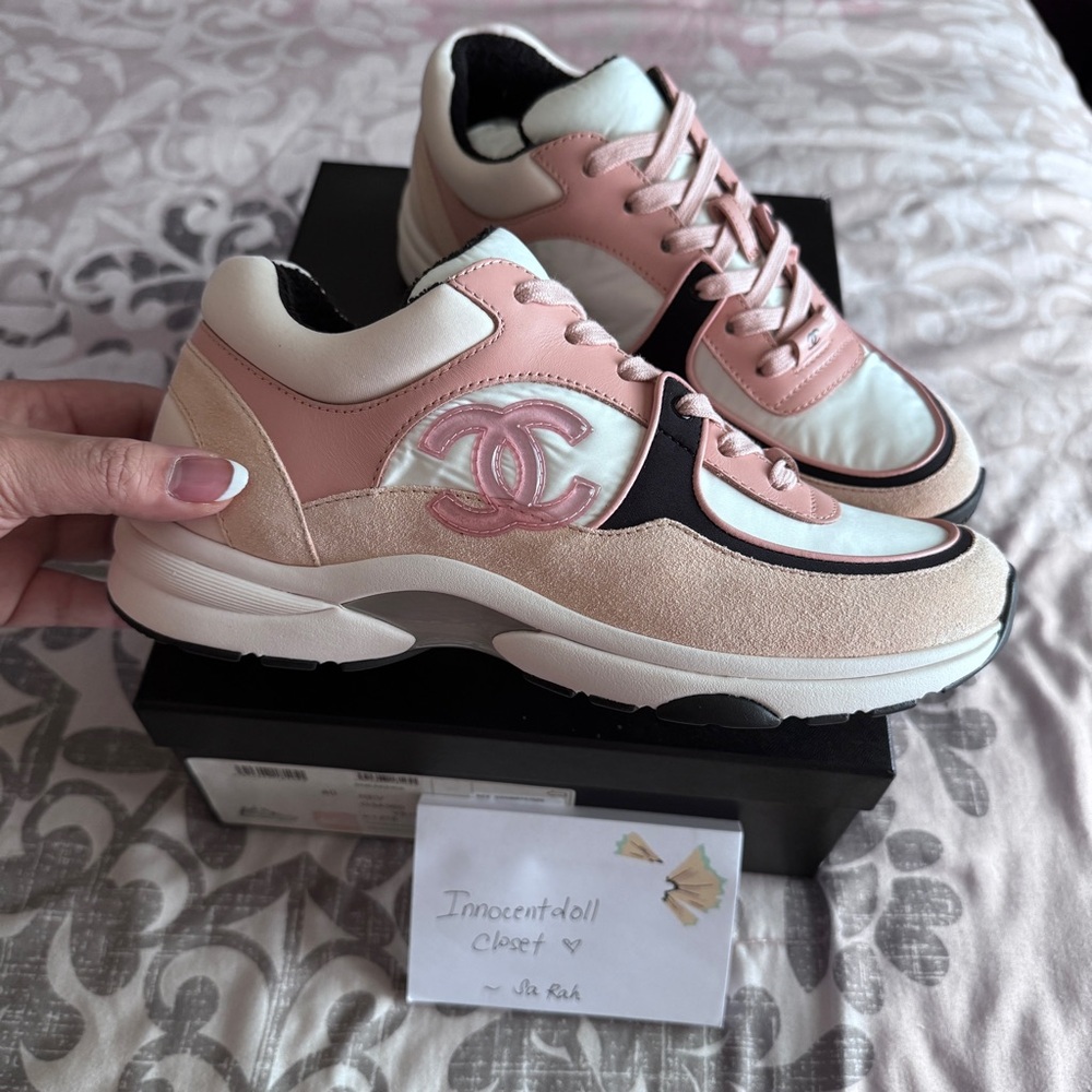 Chanel Pink and Cream Sneakers with Elegant Design